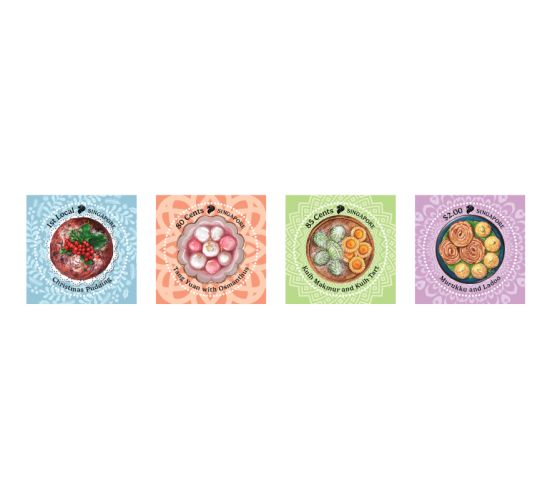 Festive Treats Complete set of stamps with 1st Local (CSL25AST)