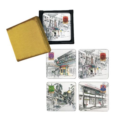 Singapore Traditional Sites - Lacquer Coaster Set Of 4 (CSTRS010)