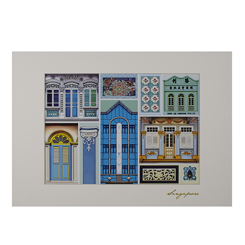 Colorful Culture of Singapore Collection -Shophouses Artprint, Blue (CSCCSSA2)