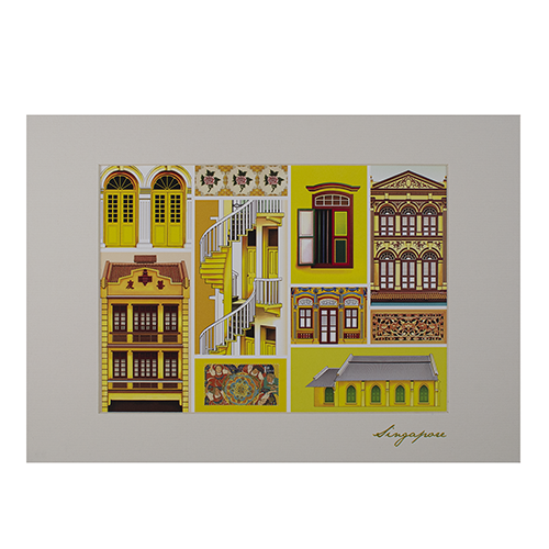 Colorful Culture of Singapore Collection -Shophouses Artprint, Yellow (CSCCSSA3)