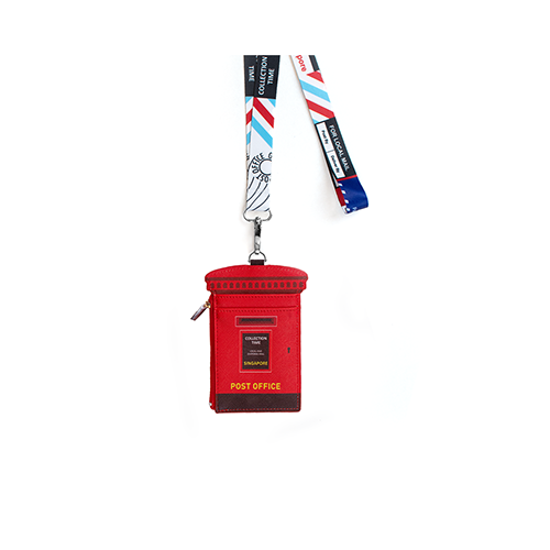 Posting Boxes of Singapore Collection - Red Posting Box ID Card Holder with Zipper Pouch and Lanyard (CSGPO048)