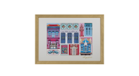 Colorful Culture of Singapore Collection -Shophouses Artprint, Pink (Framed) (CSCCSAF1)