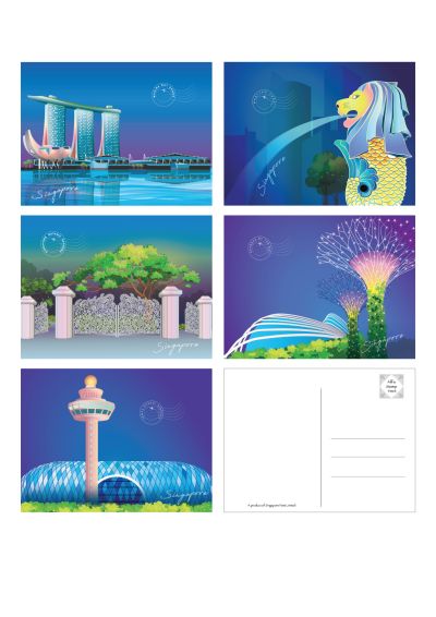 Iconic Landmarks of Singapore Collection II Postcard II sets of 5