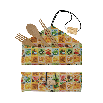 Local Delights Collection - 3 pieces Cutlery Set with Pouch(CSLCL006)