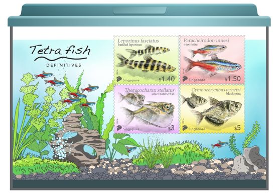 Tetra fish - Definitives High Values Collectors' Sheet with Folder (DSD21CSH)